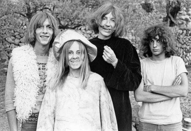 smyth-front-pictured-with-daevid-allen-left-and-members-of-the-banana-moon-band-marc-blanc-and-patrick-fontaine-deia-in-1968